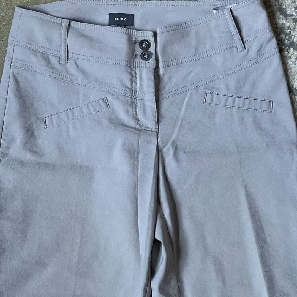 Mexx Cream Colored Wide Leg Khaki/Nylon Pants (Size: 28)